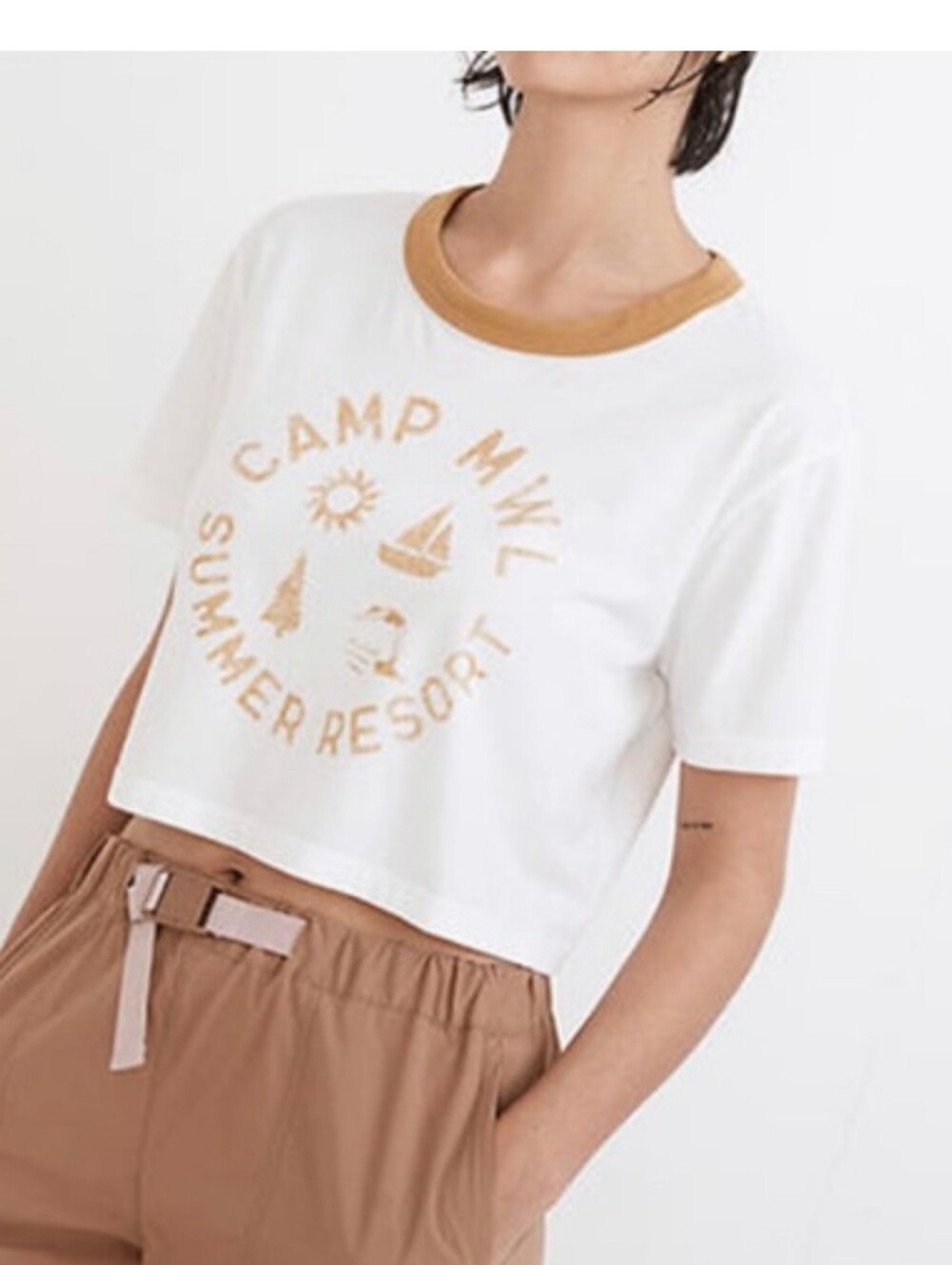 Madewell White Tee with Camp Graphic